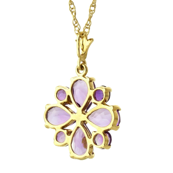 14K. SOLID GOLD NECKLACE WITH NATURAL AMETHYSTS (Yellow Gold) - Picture 2 of 5